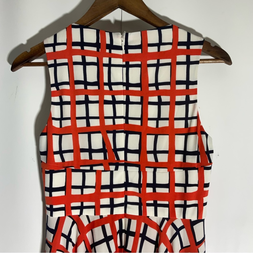Donna Morgan Summer White Orange Black Stripe Sleeveless Fit & Flare Dress Sz 2. - Picture 9 of 13